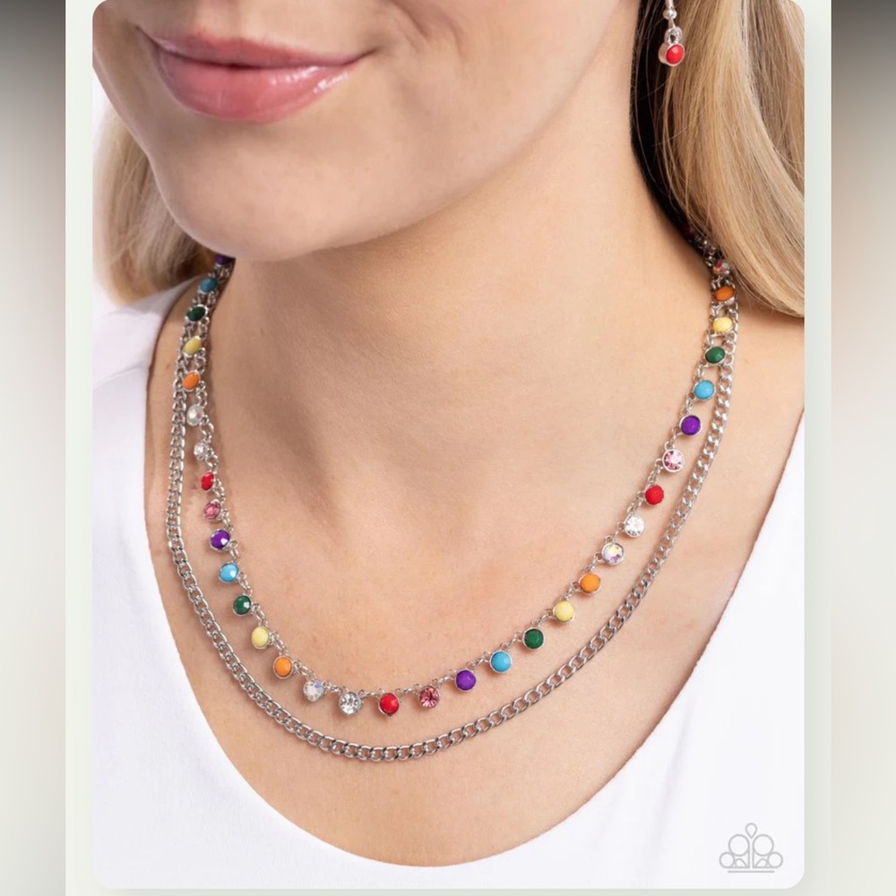 🟣💎🟢 “DELICATE DAME” MULTI DOUBLE NECKLACE WITH FREE EARRINGS ~ PAPARAZZI❗️🟢💎🟣